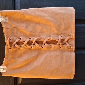 Rue 21 Faux Suede Mini Skirt with Lace up detail size Medium